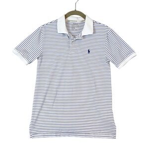 Polo Ralph Lauren Kids Performance‎ Stripe Polo Shirt Blue White Size M 10-12